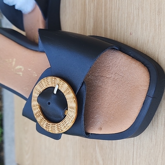 Marila Summer Stories Black Slide Sandals with Woven Buckle - Picture 7 of 13